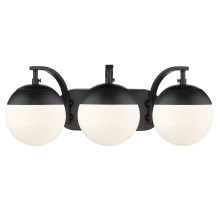 Golden 3218-BA3 BLK-BLK - Golden Lighting Dixon 3-light Vanity in Matte Black and Opal Glass